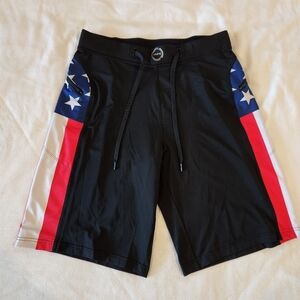 Hylete Helix ll Mens Medium American Flag Athletic Gym Shorts 11.5" Inseam